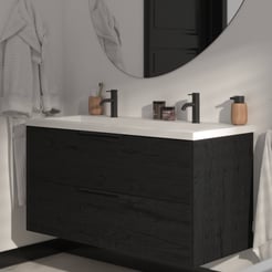 Saniselect Luca Badmeubelset incl. mineraal gegoten wastafel 120x51cm eiken zwart met mat zwarte greep
