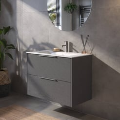 Saniselect Luca badmeubelset incl. keramieken wastafel 81x51cm gebrand zwart met rvs greep