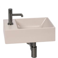 Ben Stelvio fonteinset mat beige keramiek incl. gunmetal kraan links