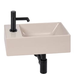 Ben Stelvio fonteinset mat beige keramiek incl. mat zwarte kraan links