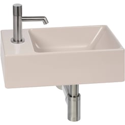 Ben Stelvio fonteinset mat beige keramiek incl. rvs-look kraan links