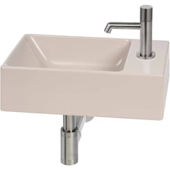 Ben Stelvio fonteinset mat beige keramiek incl. rvs-look kraan rechts