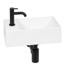 Ben Stelvio fonteinset mat wit keramiek incl. mat zwarte kraan links