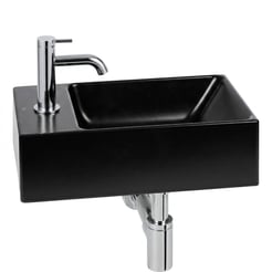 Ben Stelvio fonteinset mat zwart keramiek incl. chromen kraan links