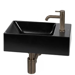 Ben Stelvio fonteinset mat zwart keramiek incl. gunmetal kraan rechts