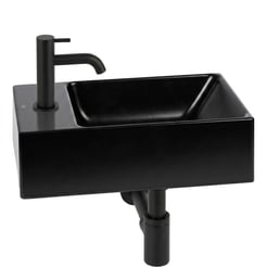 Ben Stelvio fonteinset mat zwart keramiek incl. mat zwarte kraan links