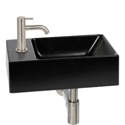 Ben Stelvio fonteinset mat zwart keramiek incl. rvs-look kraan links