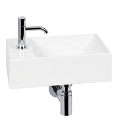 Ben Stelvio fonteinset glans wit keramiek incl. chromen kraan links