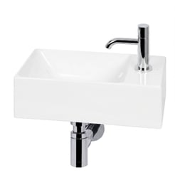 Ben Stelvio fonteinset glans wit keramiek incl. chromen kraan rechts