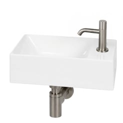 Ben Stelvio fonteinset glans wit keramiek incl. rvs-look kraan rechts