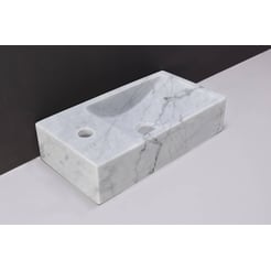Forzalaqua Venetia Fontein Links 40x10x22 cm 1xø36 mm Carrara Marmer Gepolijst