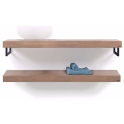 Looox Wooden Base Shelf Duo Eiken 100 cm Old Grey/Mat Zwart