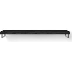 Looox Wooden Base Shelf Solo Wastafelblad 160x46x7 cm Black / Geborsteld RVS