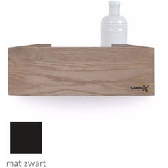 Looox Wooden Collection shelf box met bodemplaat mat zwart eiken/mat zwart