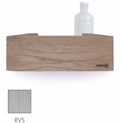 Looox Wooden Shelf Wasbox 30x10x9,8 cm Old Grey/Geborsteld RVS