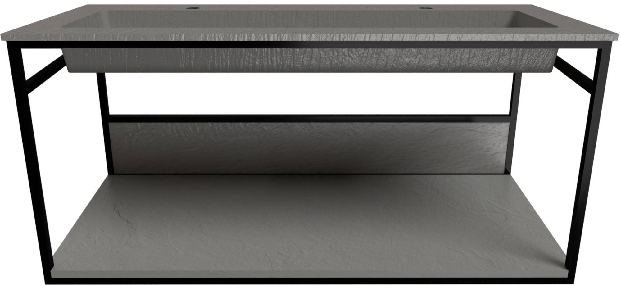 Ben Avira XL badmeubelset met wastafel en mat zwart wandframe 120,3x46,5 cm Cement grijs