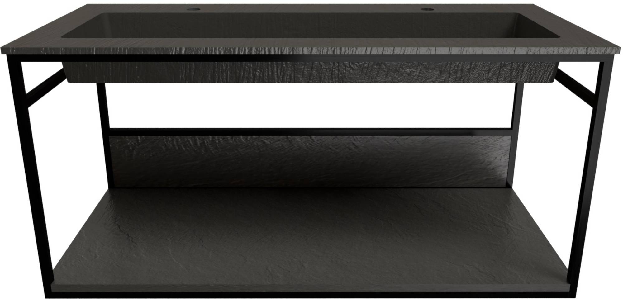 Ben Avira XL badmeubelset met wastafel en mat zwart wandframe 120,3x46,5 cm Lava