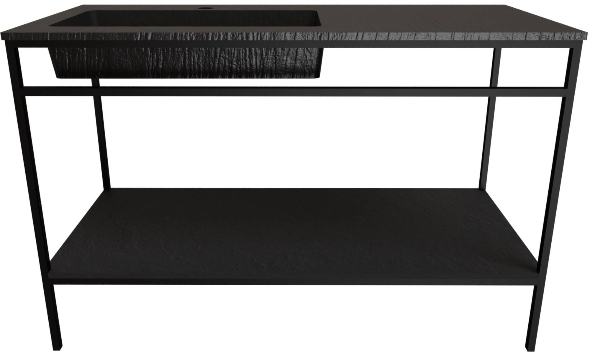 Ben Avira vrijstaand badmeubel met wastafel links en mat zwart frame 120x46,5cm Zwart