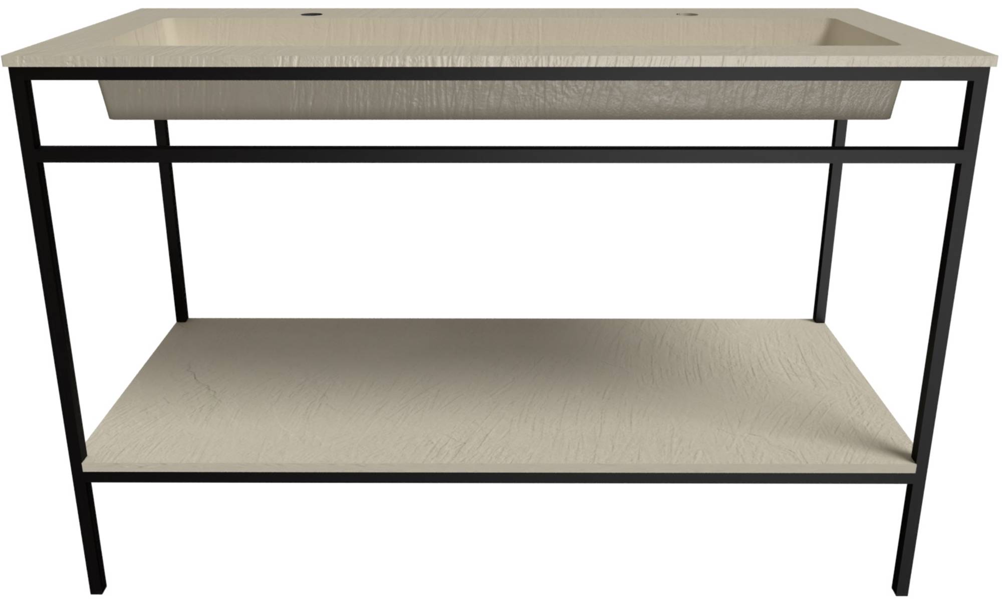 Ben Avira XL vrijstaand badmeubel met wastafel en mat zwart frame 120,3x46,5 cm Beige