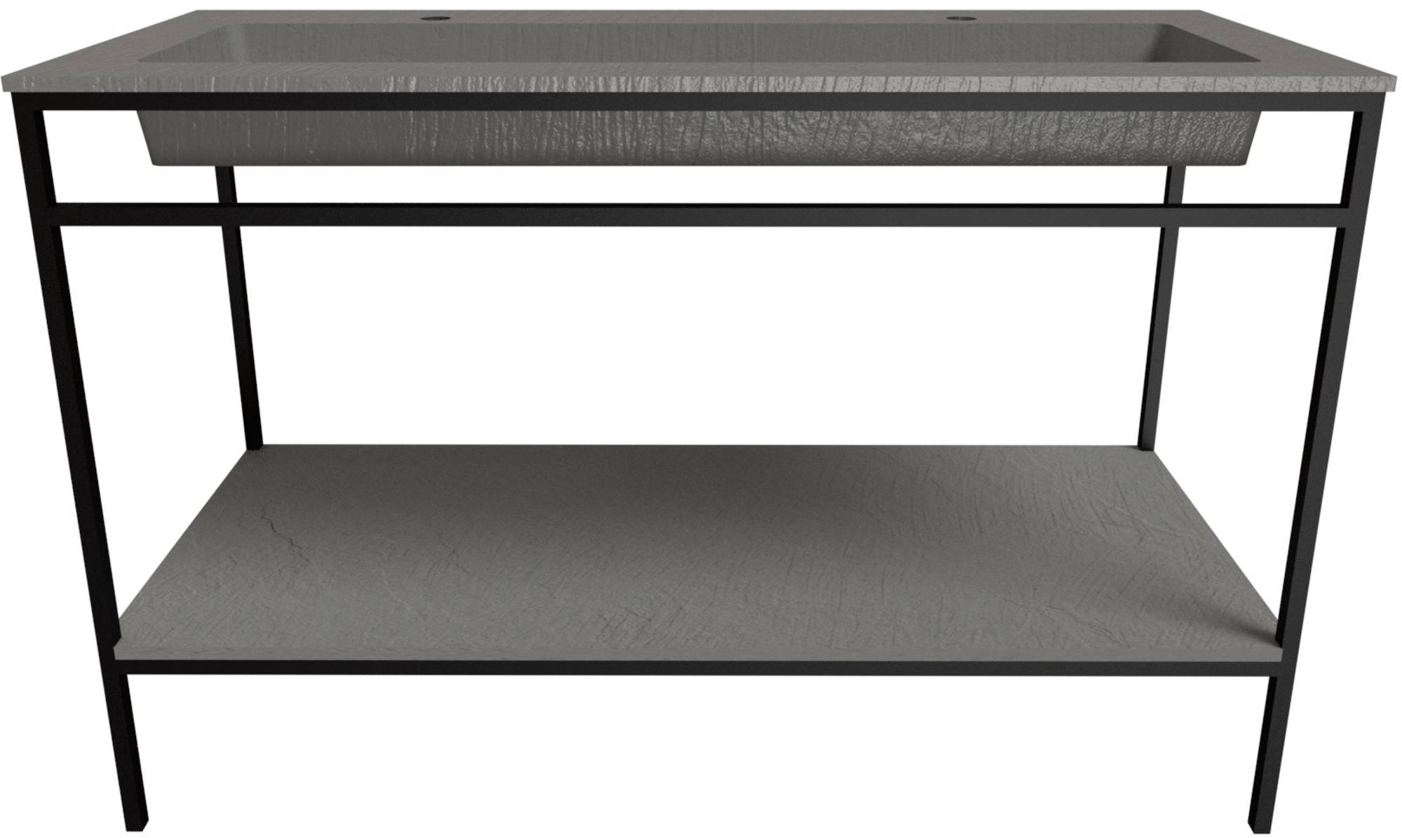 Ben Avira XL vrijstaand badmeubel met wastafel en mat zwart frame 120,3x46,5 cm Cement grijs
