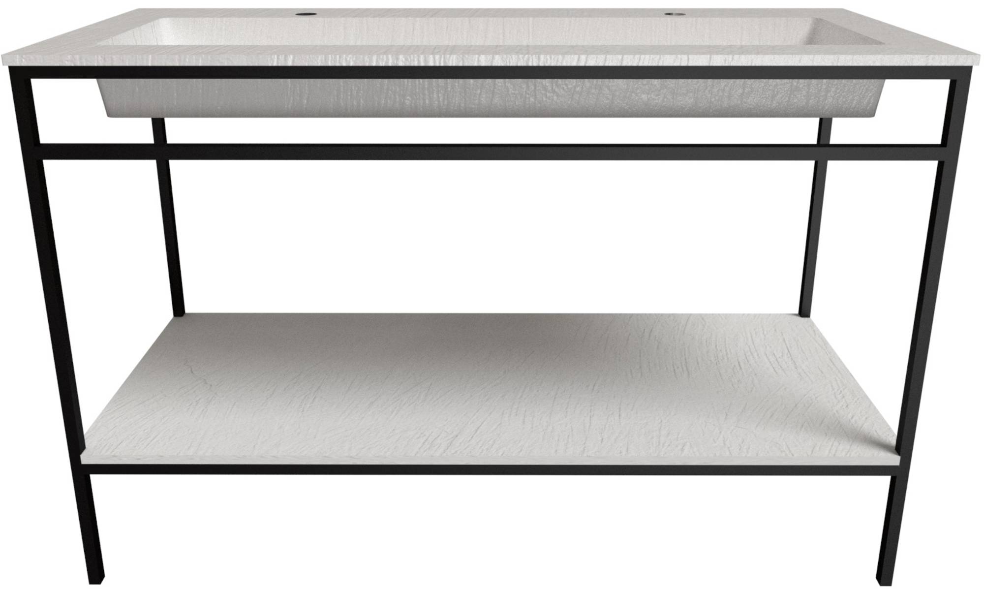 Ben Avira XL vrijstaand badmeubel met wastafel en mat zwart frame 120,3x46,5 cm Mat wit