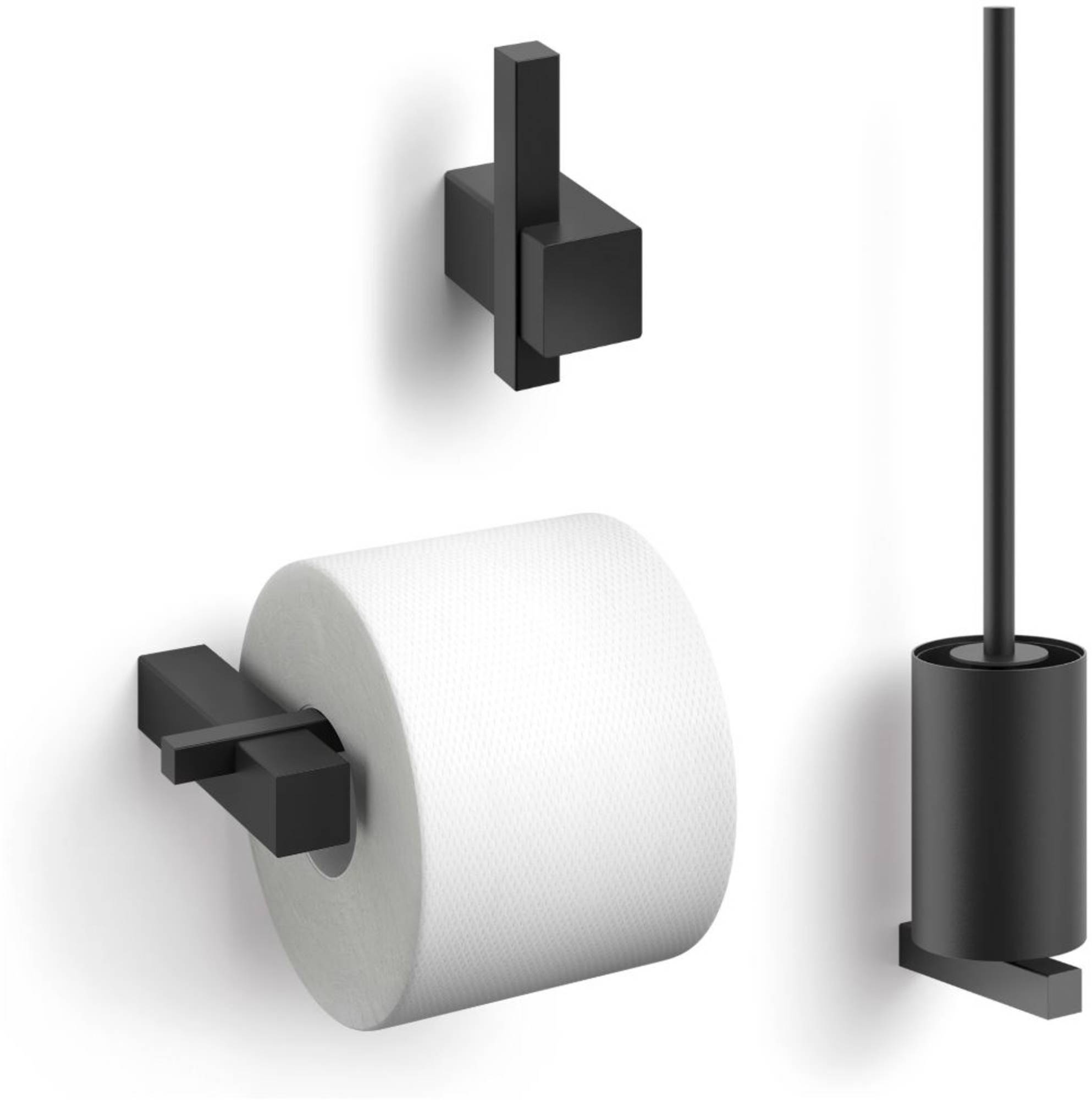 ZACK Carvo toilet accesoires set 3-in-1 rond Zwart