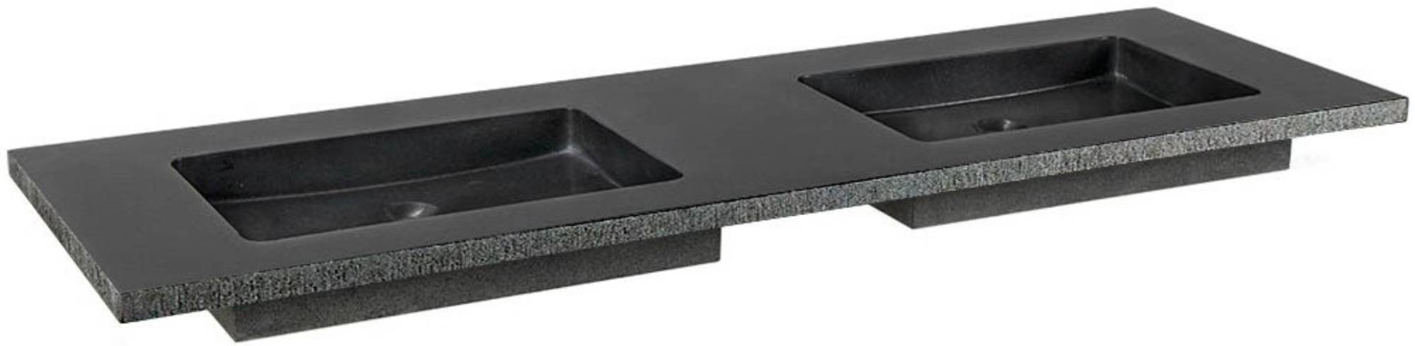 Ben Naturno Wastafel Graniet Gezoet Gefrijnd 140,5x51,5x3 cm 2 Krg. Zwart