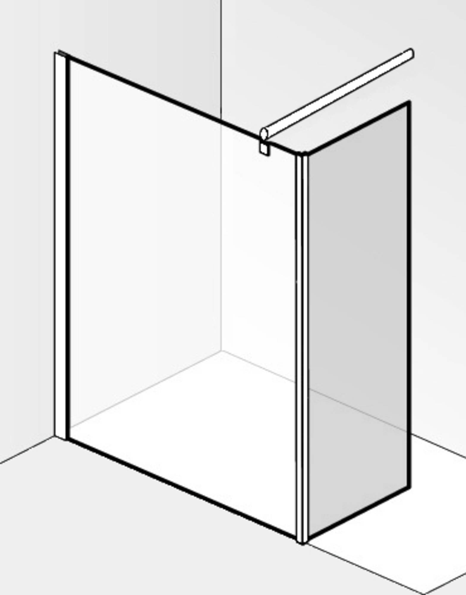 Saniselect Modella Zijwand voor montageset zijwand 30x210 cm Grijs Glas
