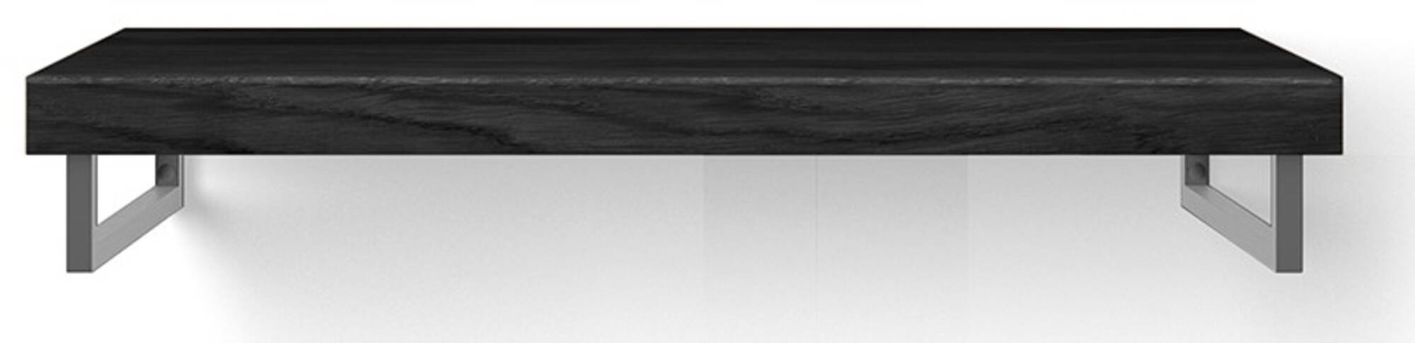 Looox Wooden Base Shelf Solo Wastafelblad 100x46x7 cm Black / RVS