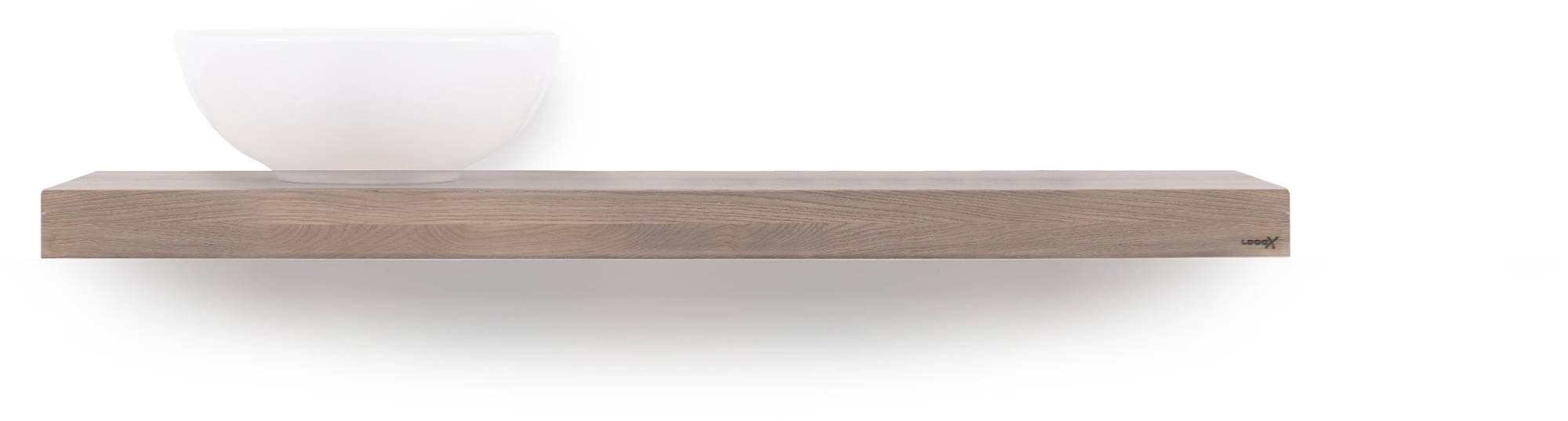 Looox Wooden Base Shelf Solo Eiken 120 cm Old Grey/RVS