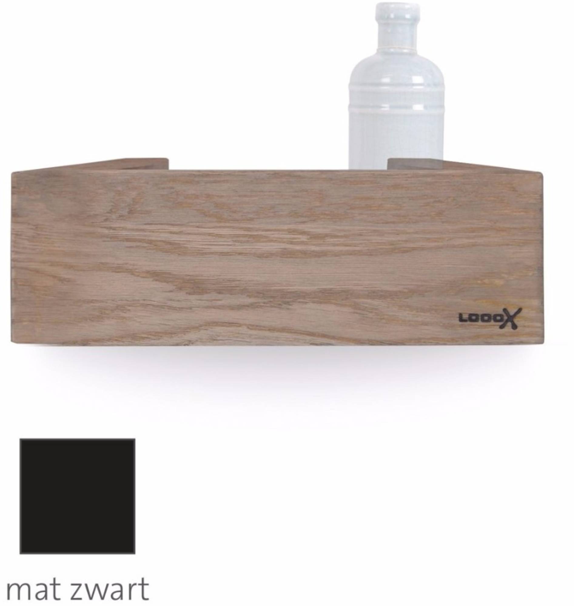 Looox Wooden Shelf Wasbox 30x10x9,8 cm Old Grey/Mat Zwart