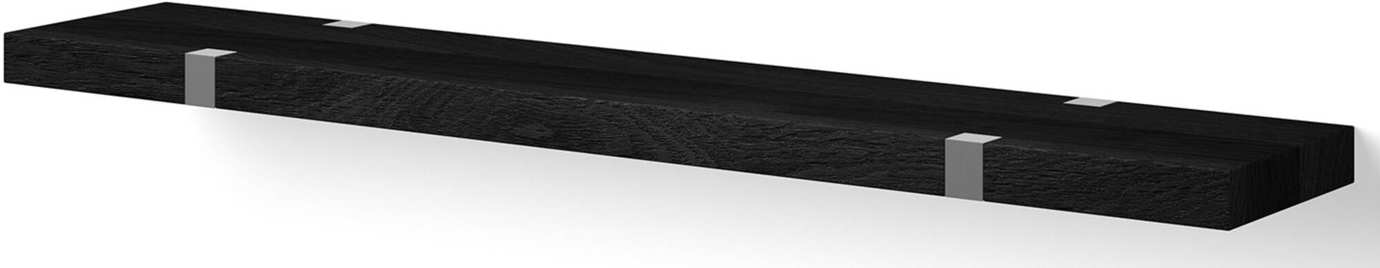 Looox Wooden Wall Shelf Solo Wandplank 80x15x3 cm Black / RVS