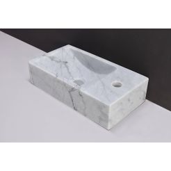 Forzalaqua Venetia Fontein Rechts 40x22x10 cm 1xø36 mm Carrara Marmer Gepolijst