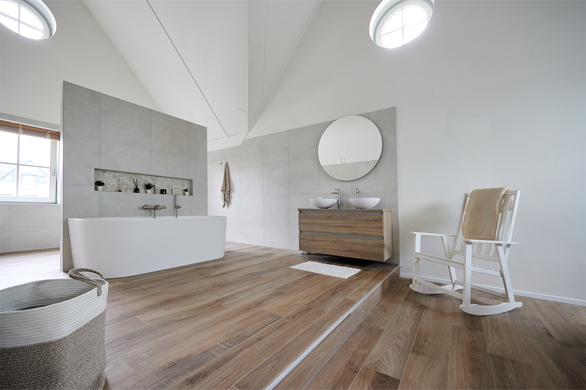 Badkamer in vintage modern stijl 